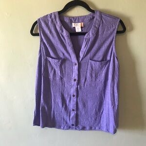 C&C California Sleeveless Button-Front Top in Blue